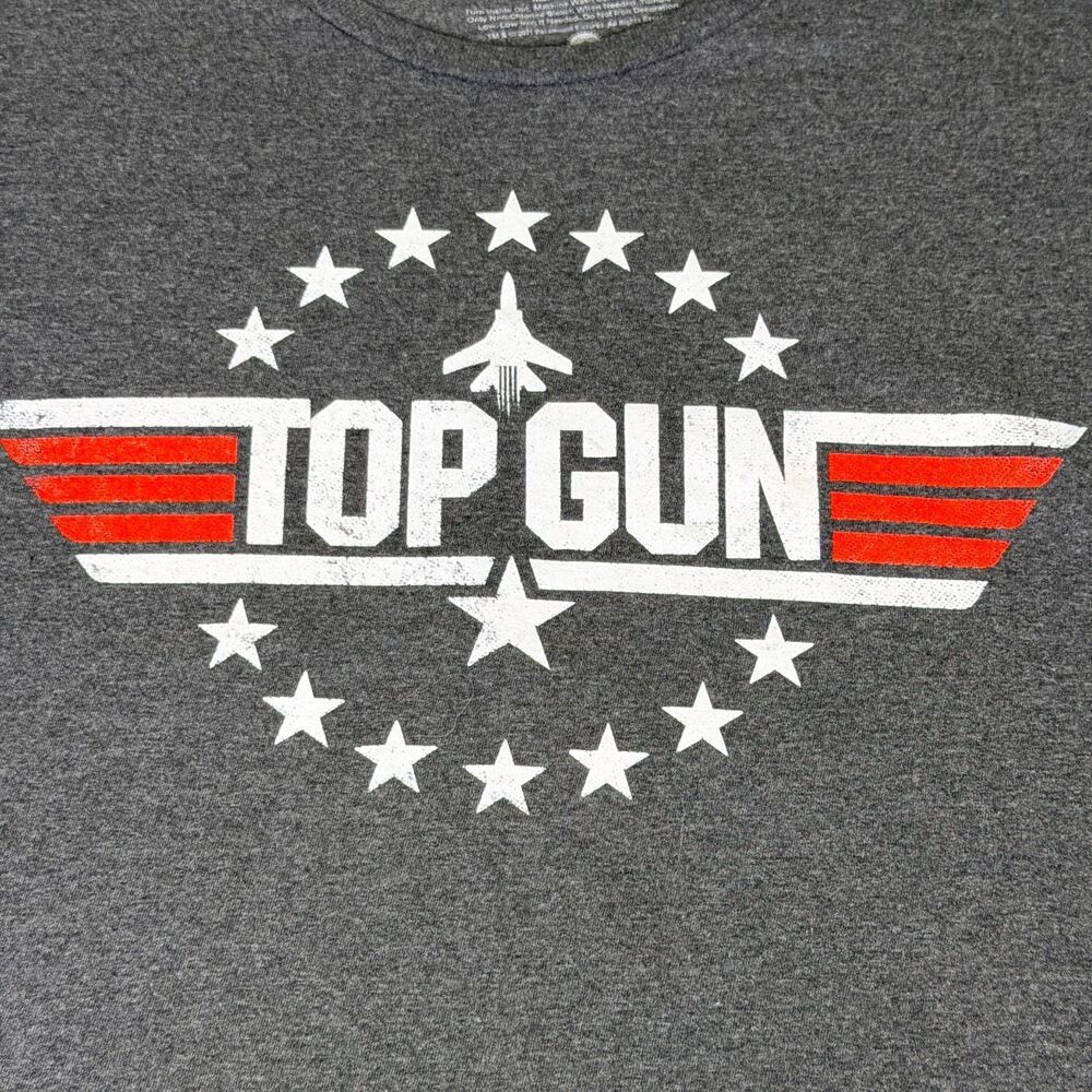 Top Gun Graphic T Shirt Men XL Gray Movie Logo Tee Paramount Fighter Jet USA